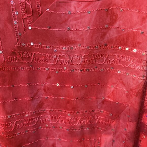 Sami & Jo Womens Sequined Asymmetrical Hem Tank Top Size L Beachy Resort Modest - Picture 5 of 7